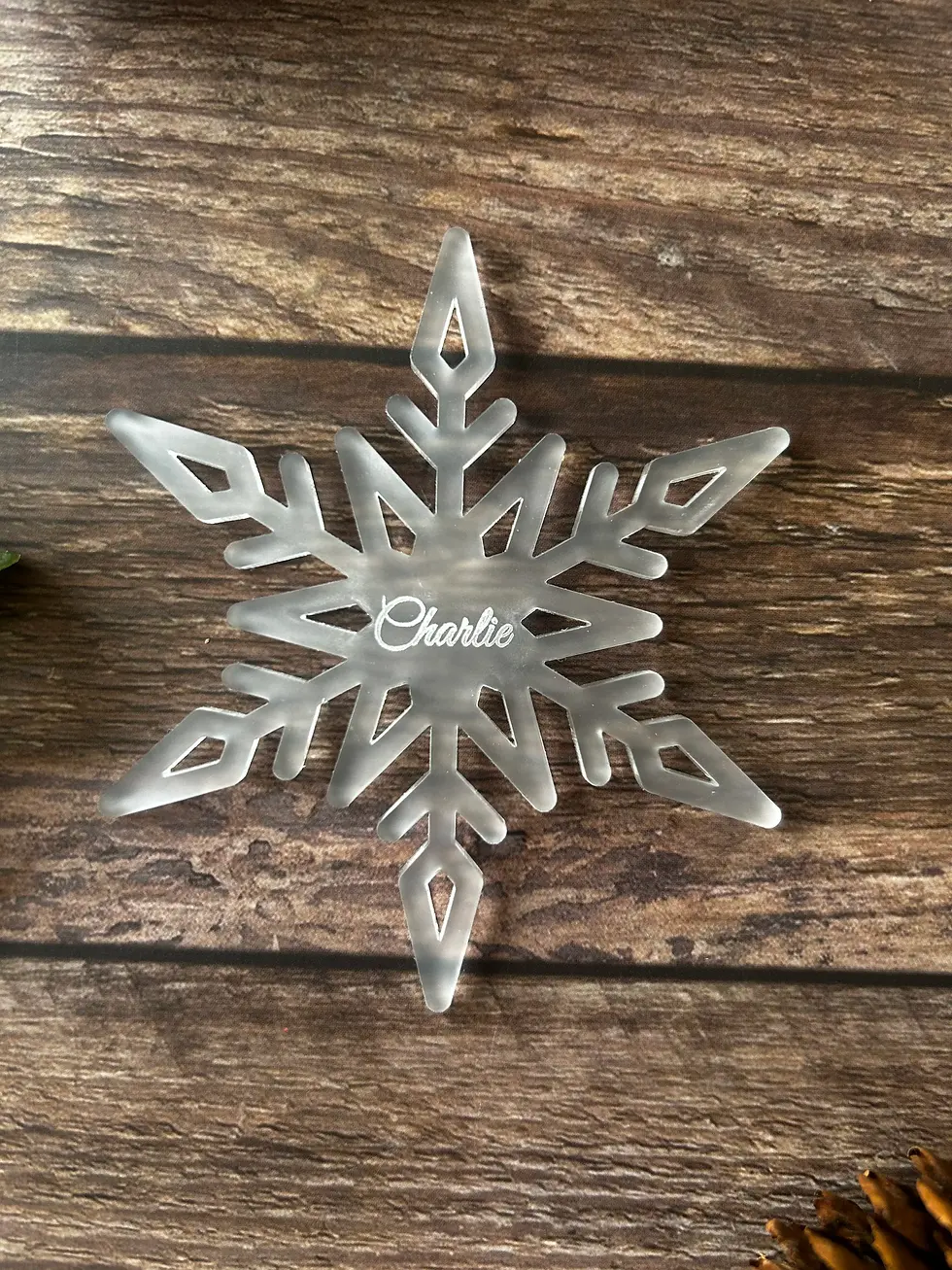 Thumbnail: Custom Engraved Snowflake Christmas Tree Decorations