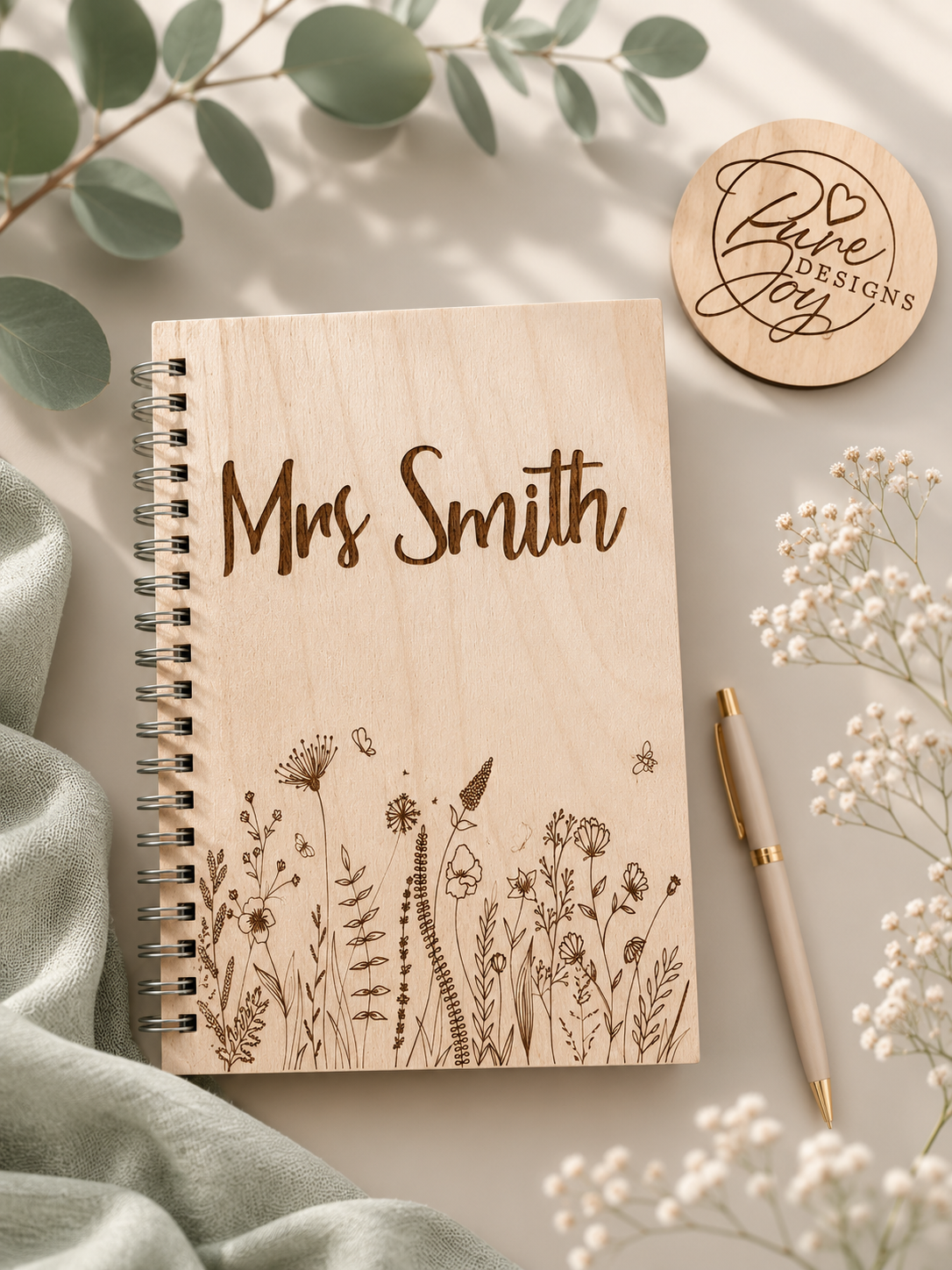 Personalised Wooden Cover Teacher Notebook