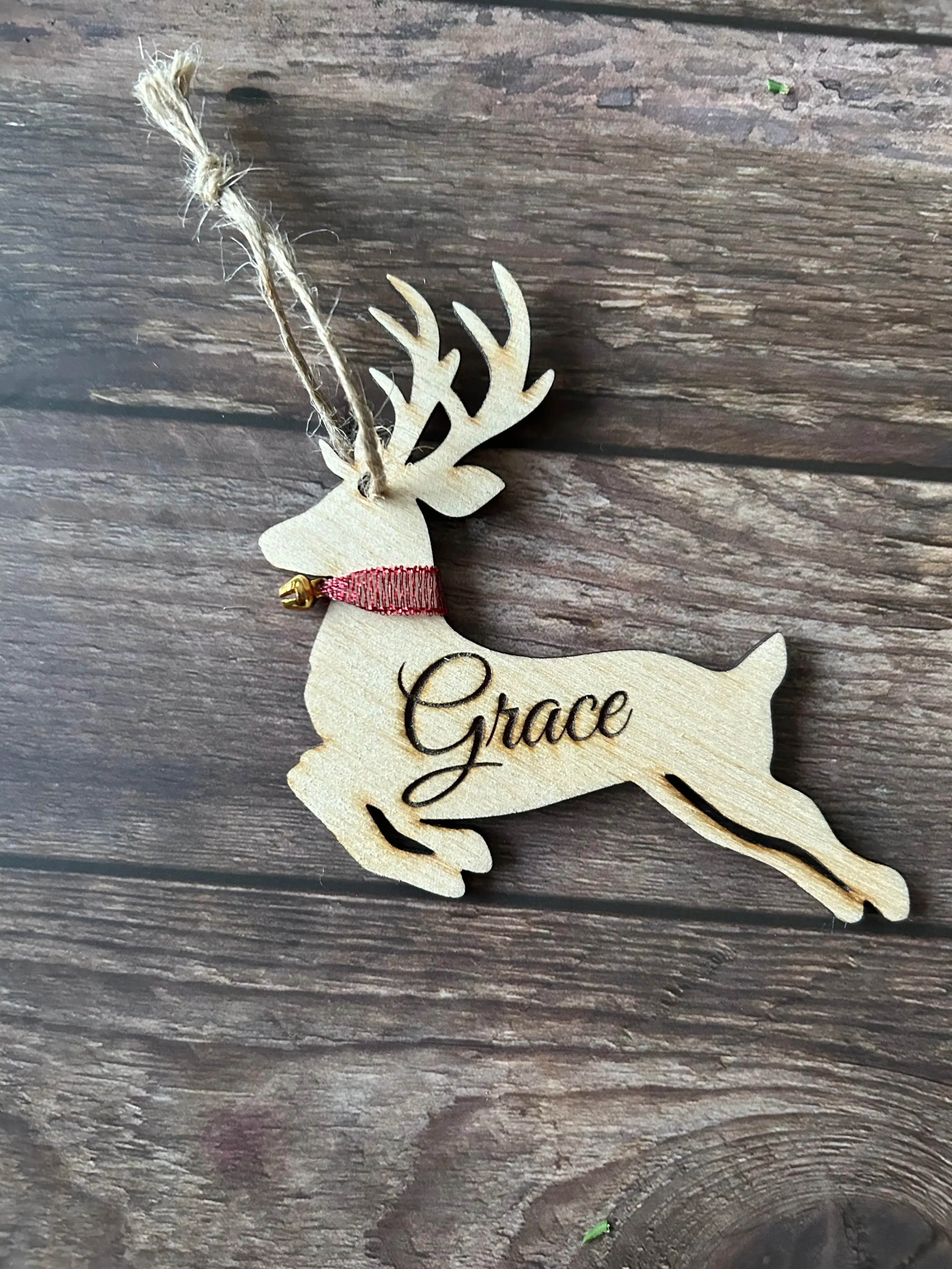 Personalised Wooden Reindeer Christmas Tree Decoration