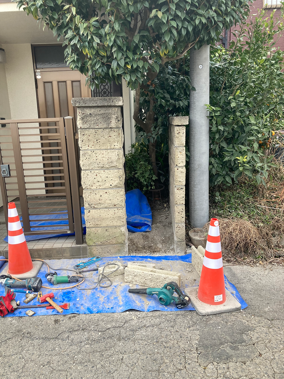 破損したブロック塀を取り除いた様子