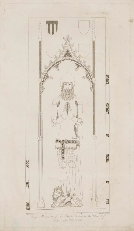 Drawing of brass of Sir Philip  Peletoot