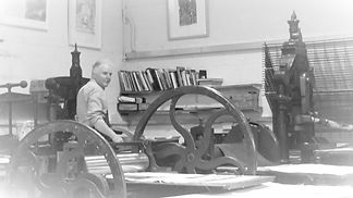Michael Smith of Mythical Britain in the print studio
