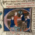 Medieval manuscript showing three children at play