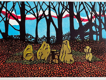 Wayland's Smithy, Oxfordshire - the making of an original linocut print