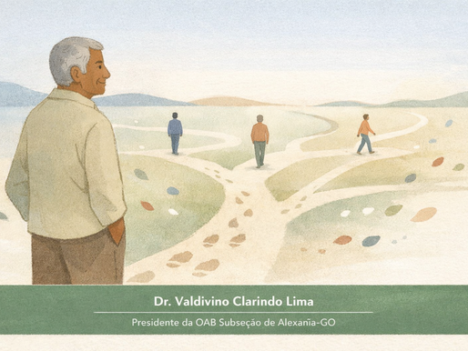 Ilustração minimalista de homem idoso observando caminhos que se ramificam, simbolizando legado e influência na vida de outras pessoas.