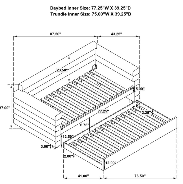 Thumbnail: Patricia Boucle Upholstered Twin Day Bed with Trundle White