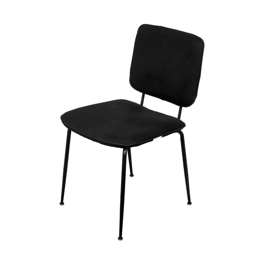 CADEIRA BATUR ESPUMA REVESTIDA EM LINHO PRETA BASE EM AÇO PINTADO