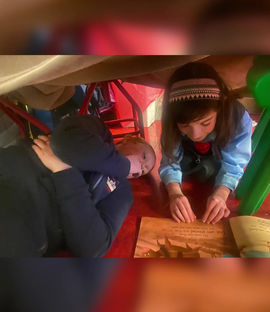 Fort Building and Reading for Wellbeing Wednesday in 5th & 6th