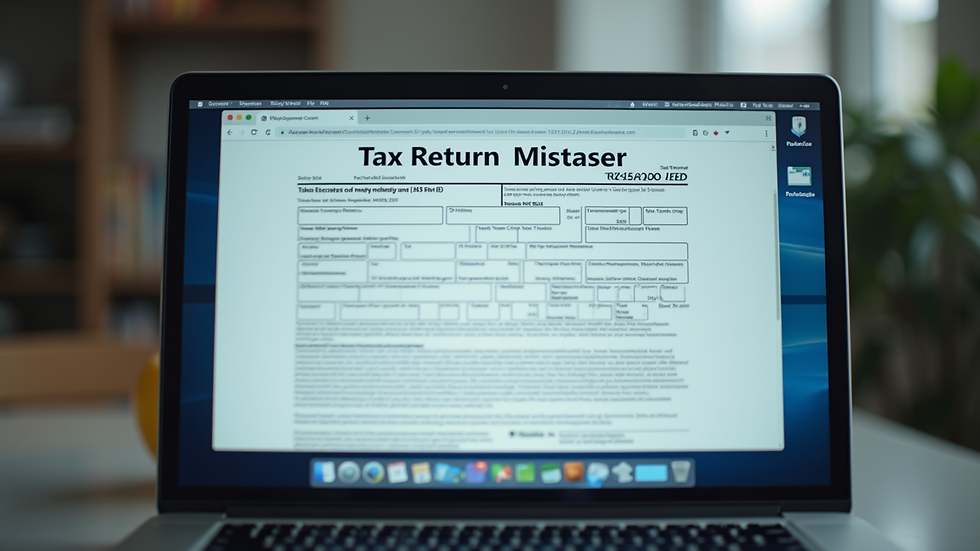 Eye-level view of a computer screen displaying a tax return form