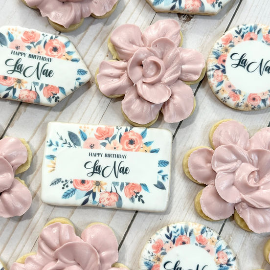 fancy happy birthday custom decorated cookies