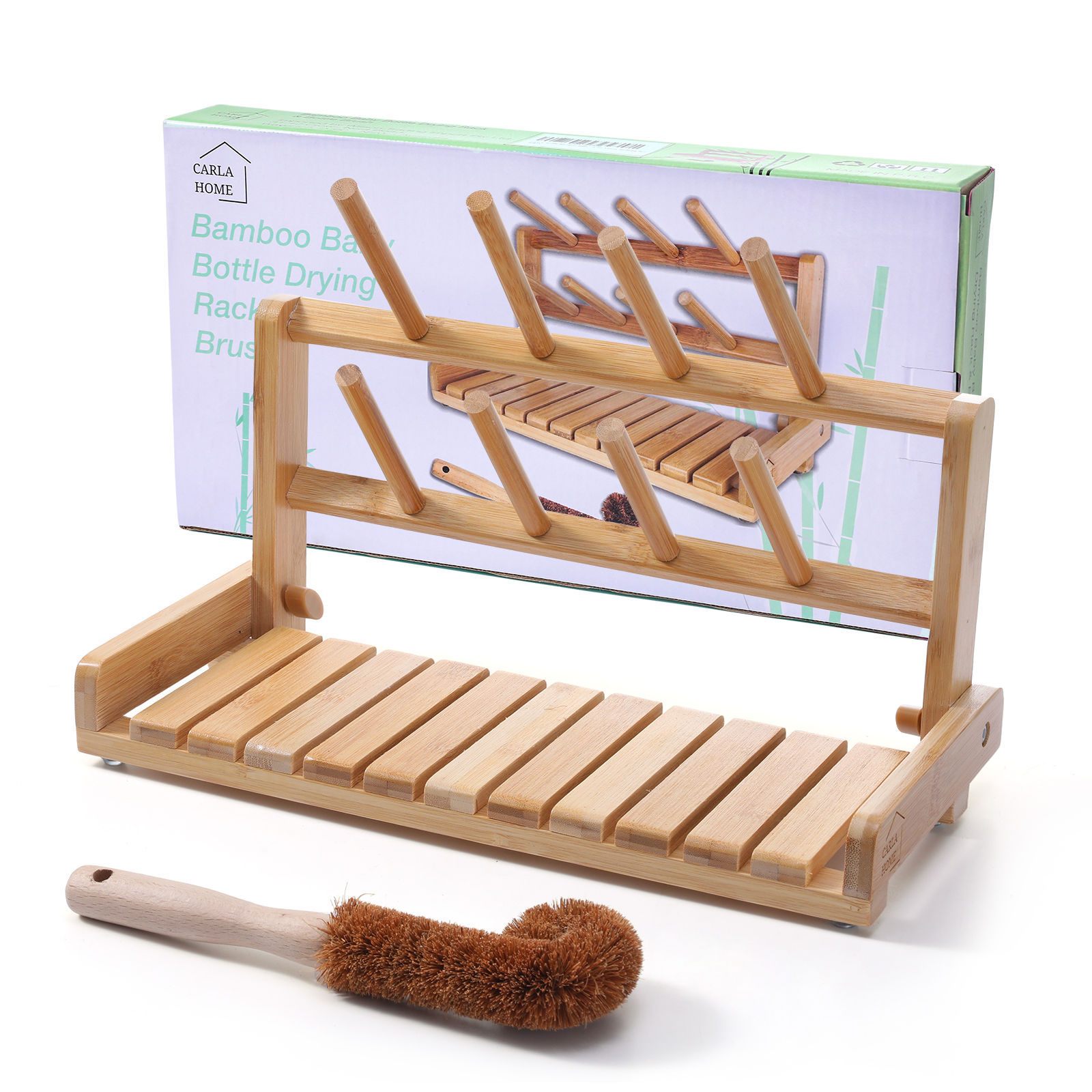 Solarie Home Portable Bamboo Baby Bottle Drying Rack