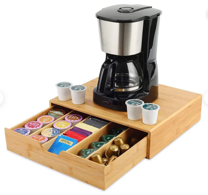 Bamboo K-Cup Coffee Pod Holder Storage Organizer for Kitchen, Jewelry