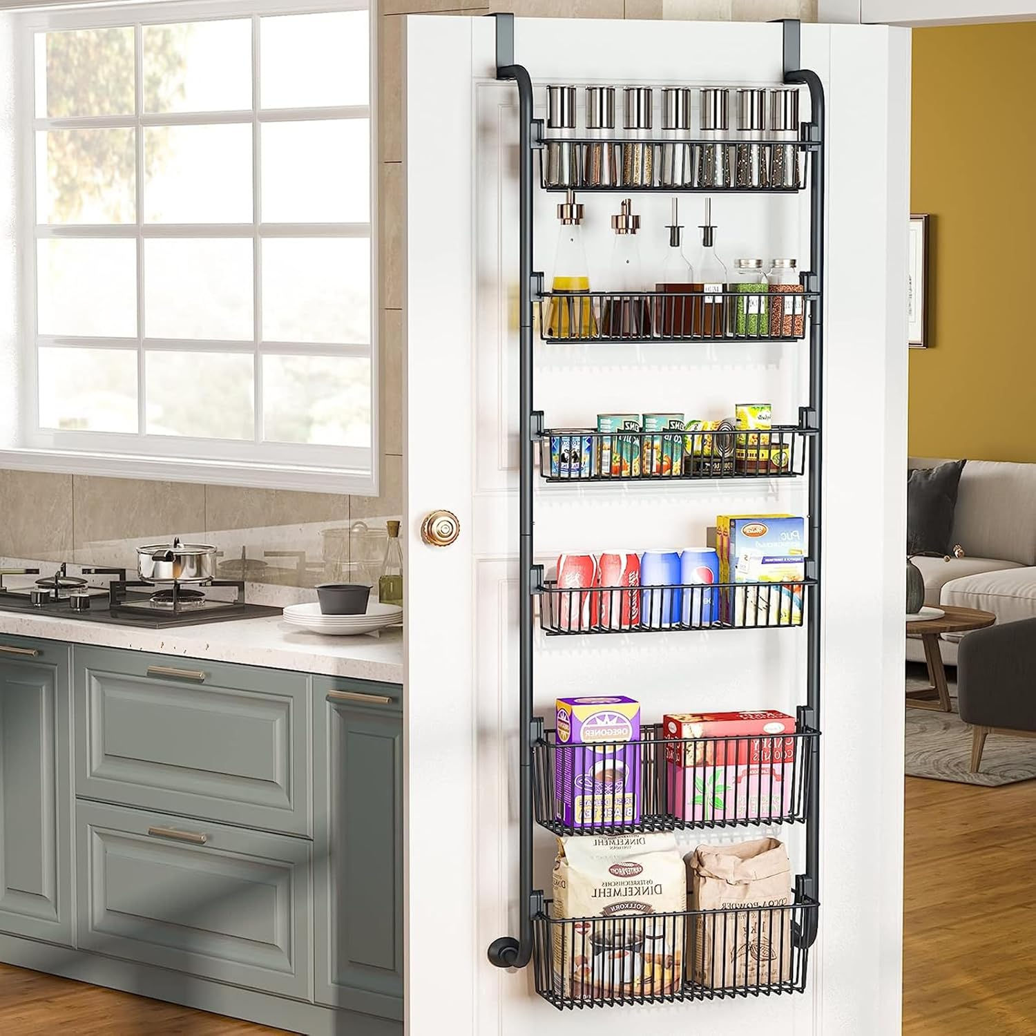 Solarie Home 6-Tier Over the Door Organizer Heavy-Duty Metal Pantry Rack