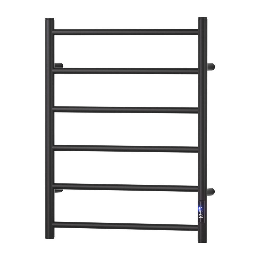 Devanti Heated Towel Rail 6 Round Bars with Timer Electric Heater Warmer Rack