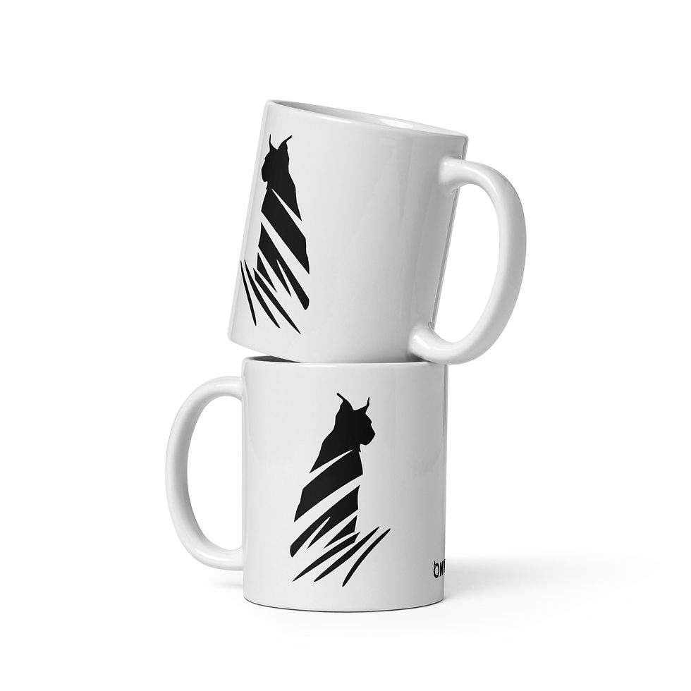 Thumbnail: White Glossy Mug 'Iberian Lynx' (Light Logo)