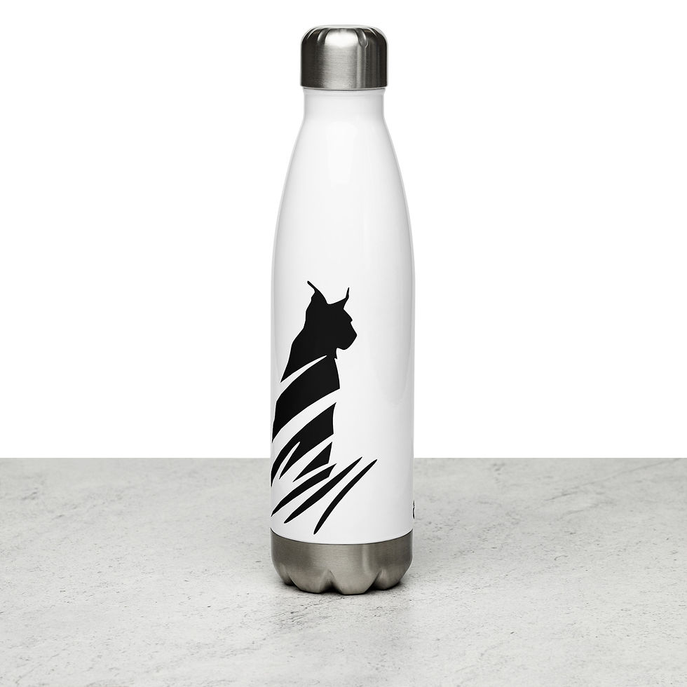 Thumbnail: Stainless steel water bottle 'Iberian Lynx' (Dark Logo)