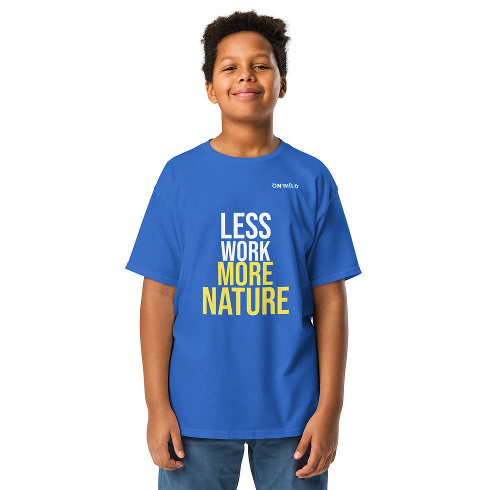 Thumbnail: Unisex Children's T-Shirt 'Less Work More Nature' (English)