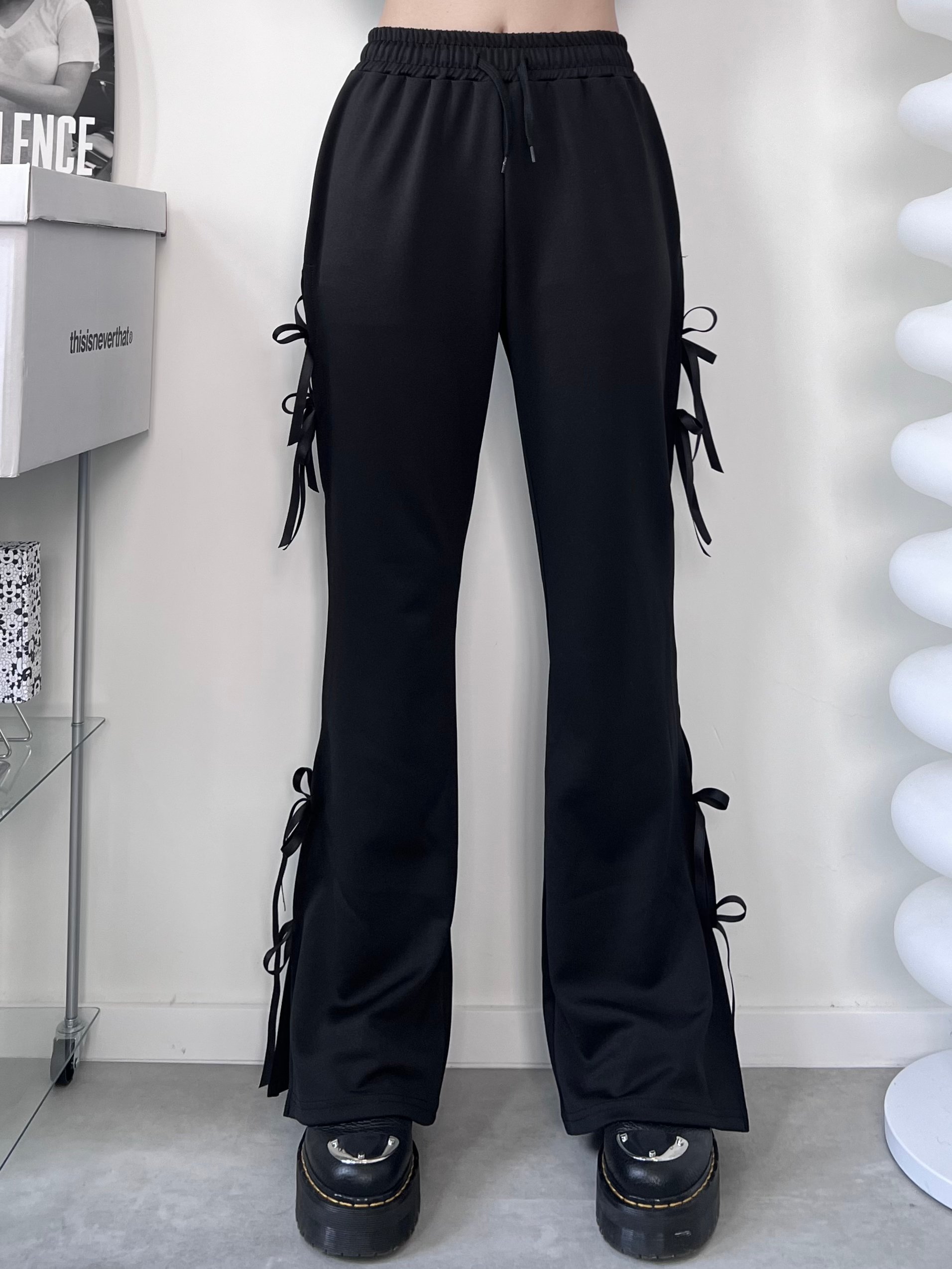Side Trim Ribbon Flare Pants