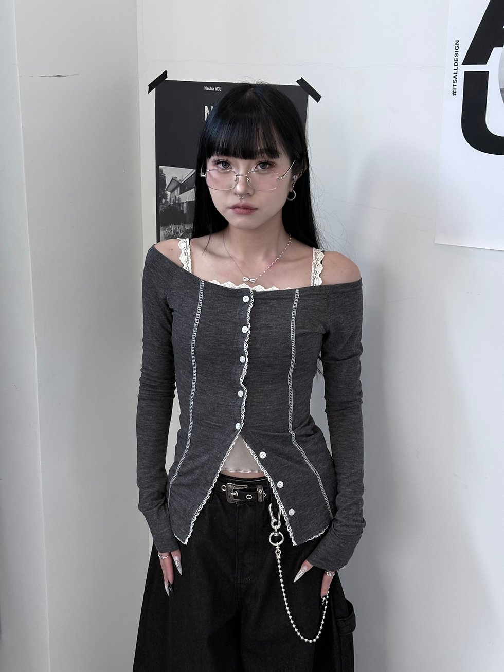 Thumbnail: Venice Button Off Shoulder Longsleeve