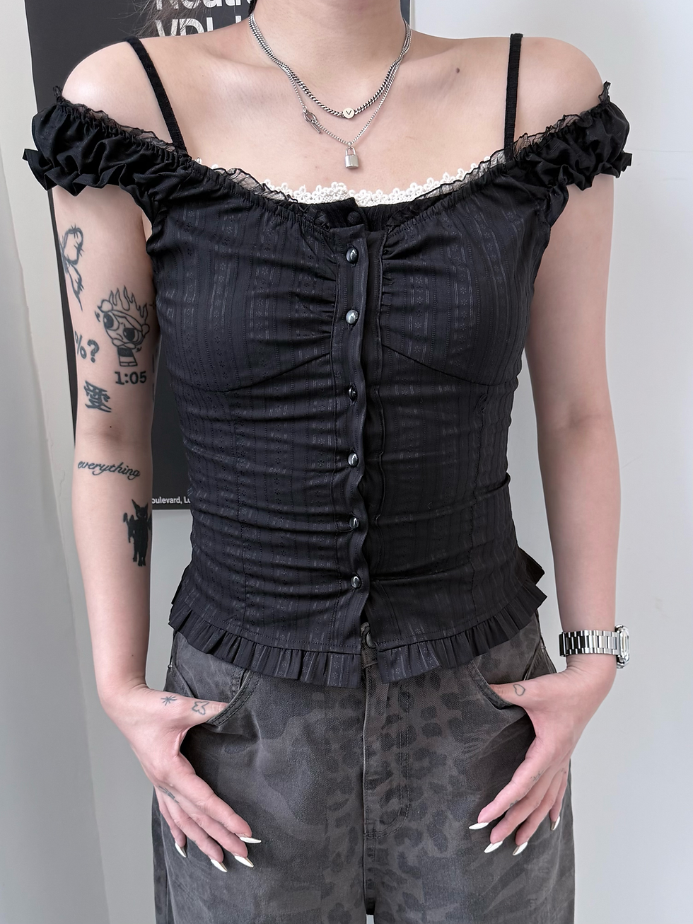 Thumbnail: Felicia Button Ruffle Blouse