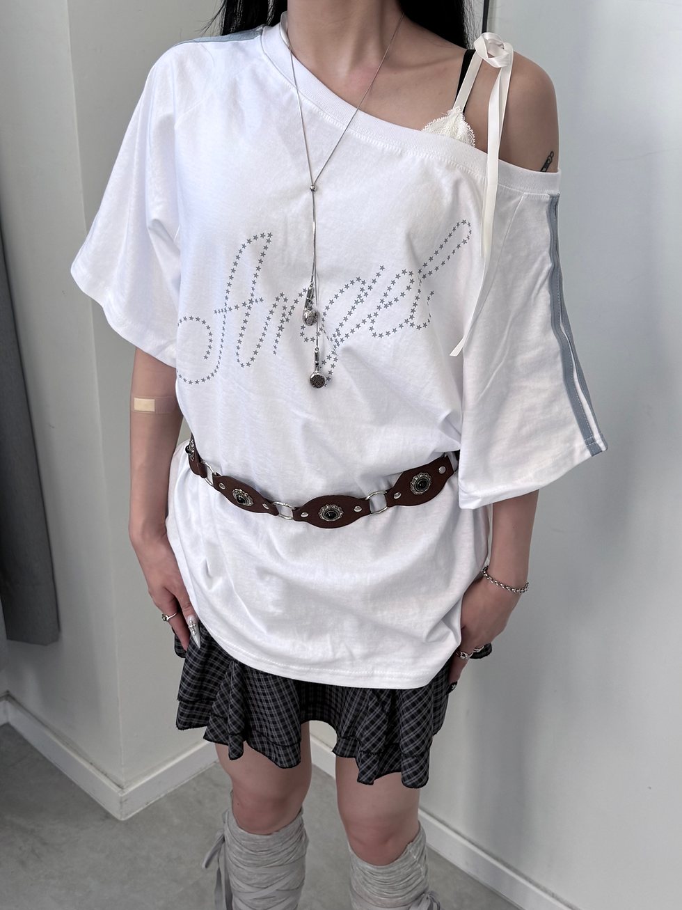 Thumbnail: Angel Stripe One Shoulder Top