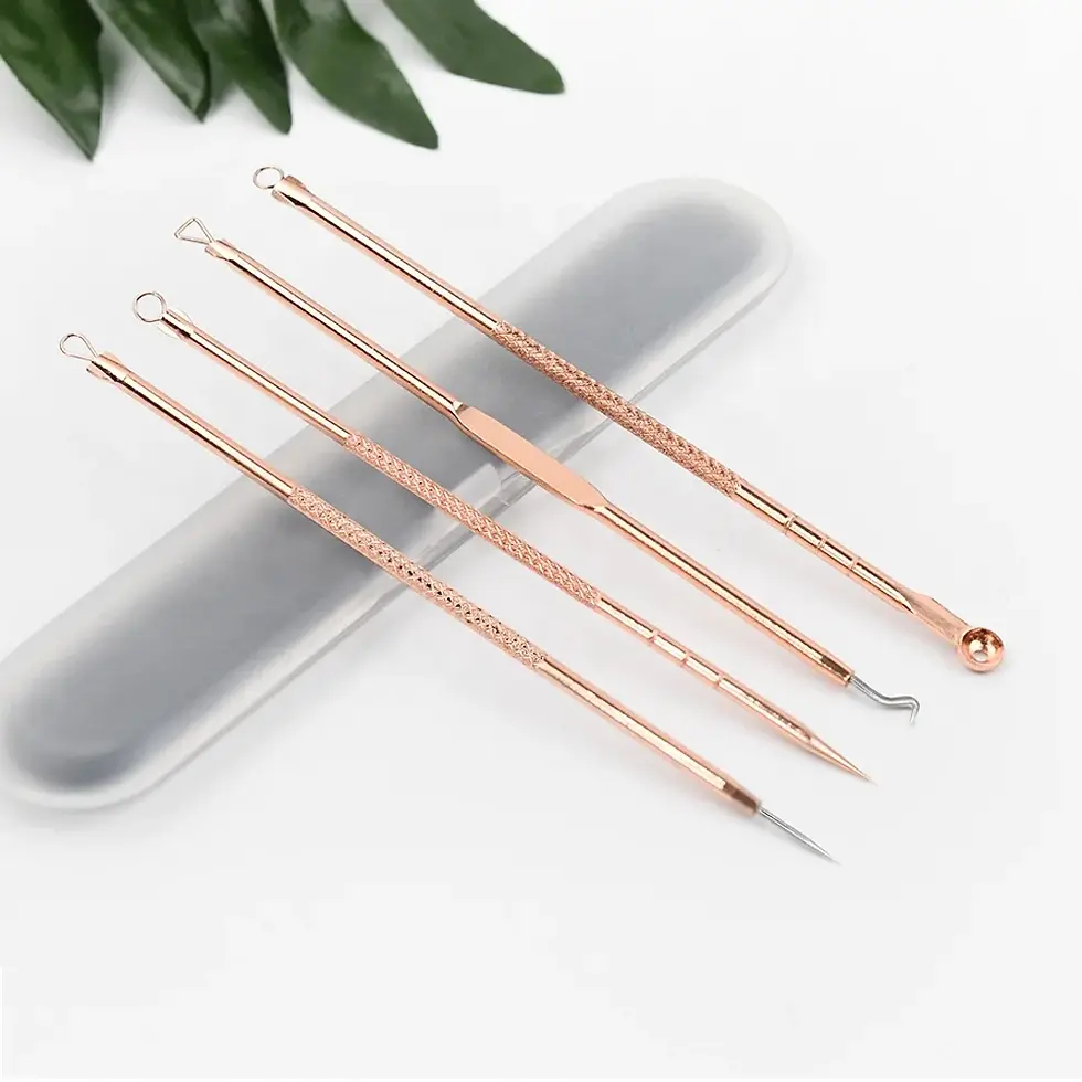 Beauty Pimple Extractor 4pcs Rose Gold Black Head Remover Kit