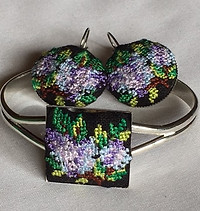 Ohrringe Armband mit Stickerei