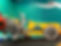 Formula 1 Zoo" mural in a Daytona Beach, Florida kids' room. Playful artwork features various animals racing in classic Formula 1 cars