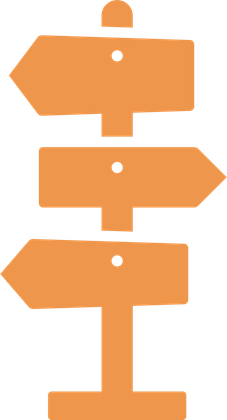 Road sign with multiple arrows pointing different directions