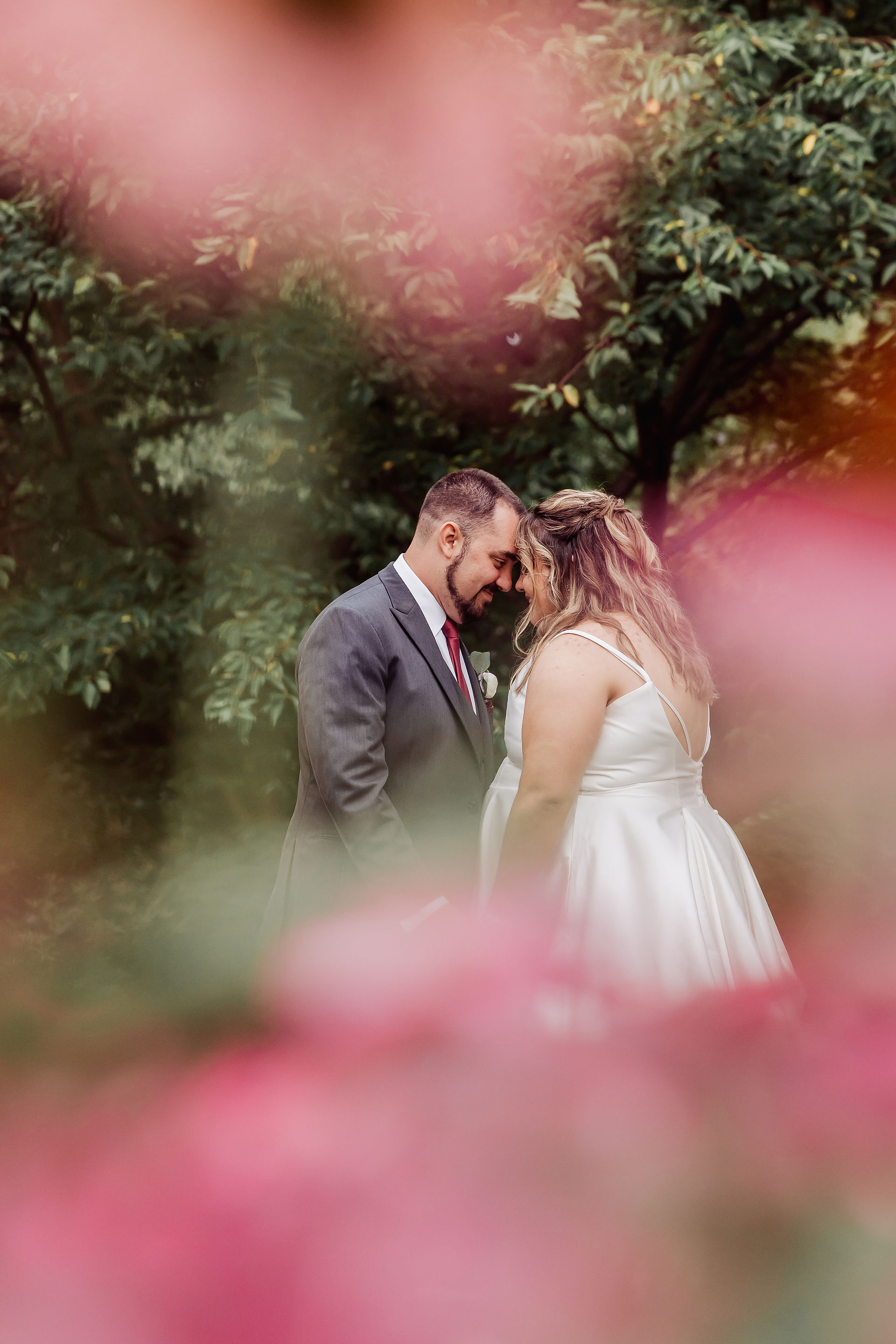 Bride and groom at Farmington Gardens wedding