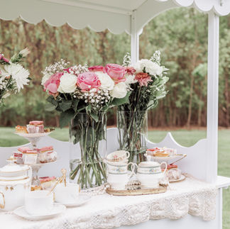 Bridgerton inspired tea set at wedding