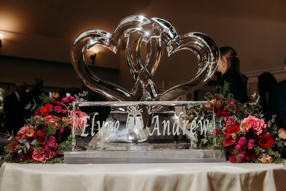 ice sculpture at the woodwinds wedding