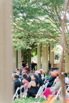 Classical musicians performing for Connecticut garden wedding at Eolia Mansion