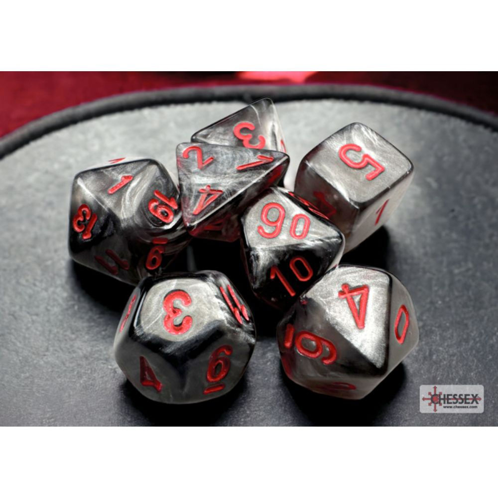 Chessex #20478 Velvet Mini 7 Die Set Black/Red - precision-tcg.com