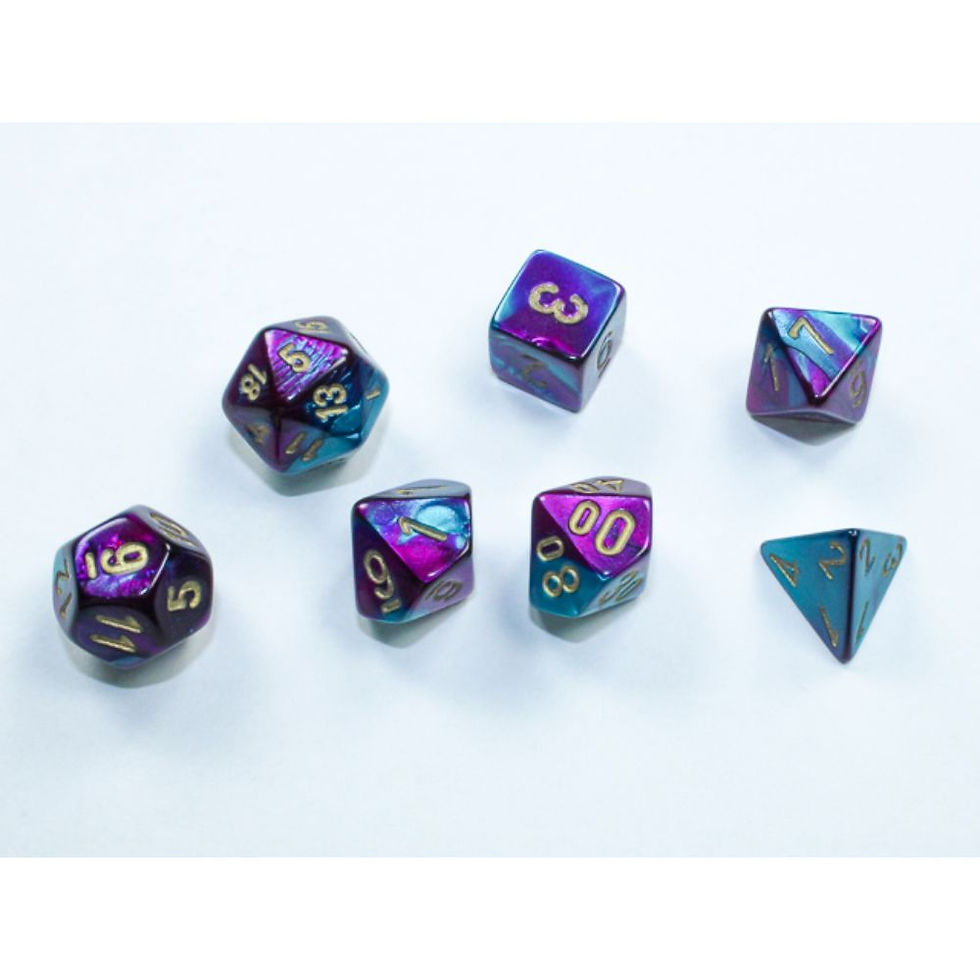 Chessex # 20649  View Larger Gemini Mini 7 Die Set Purple Teal Gold - precision-tcg.com