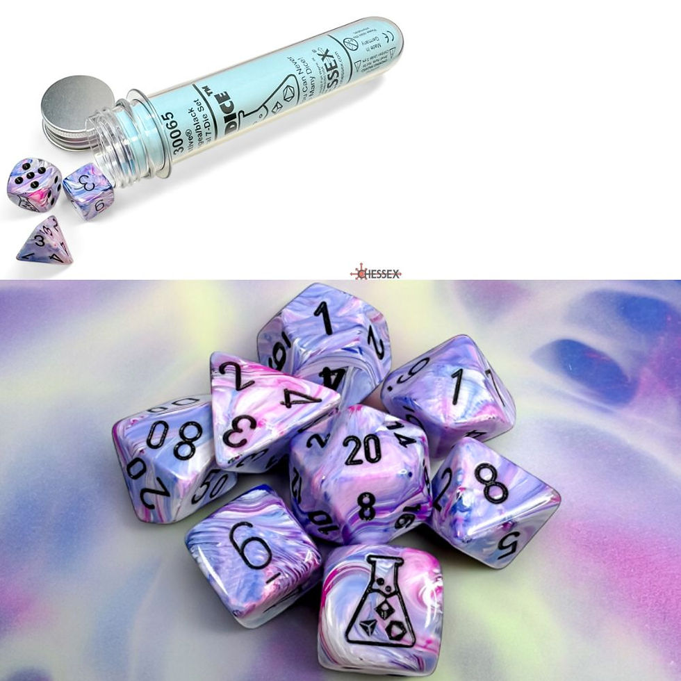 Chessex # 30065 Hydrangea/Black 7 Die Set with Bonus Die - precision-tcg.com