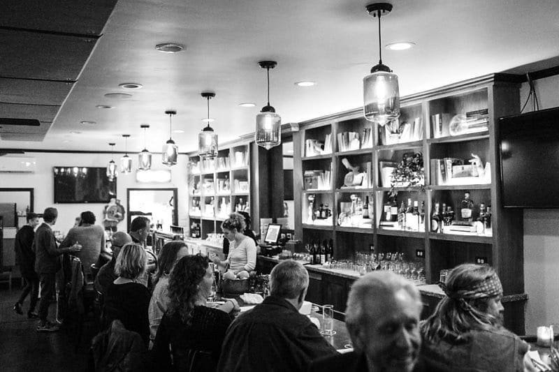 A lively Ojai Pub at night