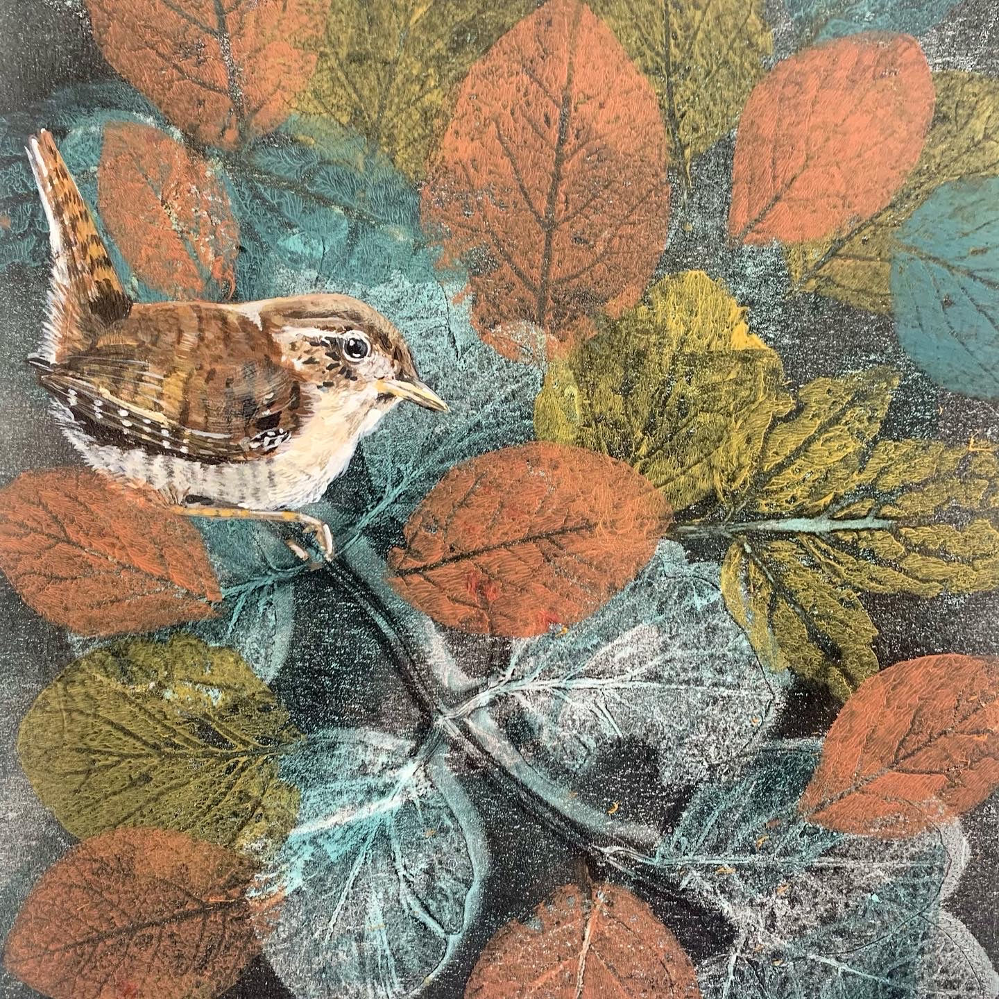 'Wren in Hedgerow' Mounted Giclée Print.
