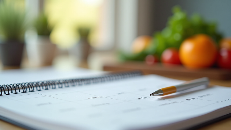 Plano detalle de una agenda digital con citas programadas para consultas nutricionales online