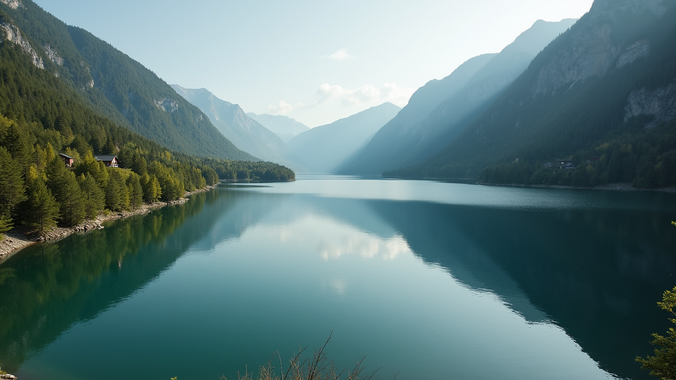 High angle view of a serene lake
