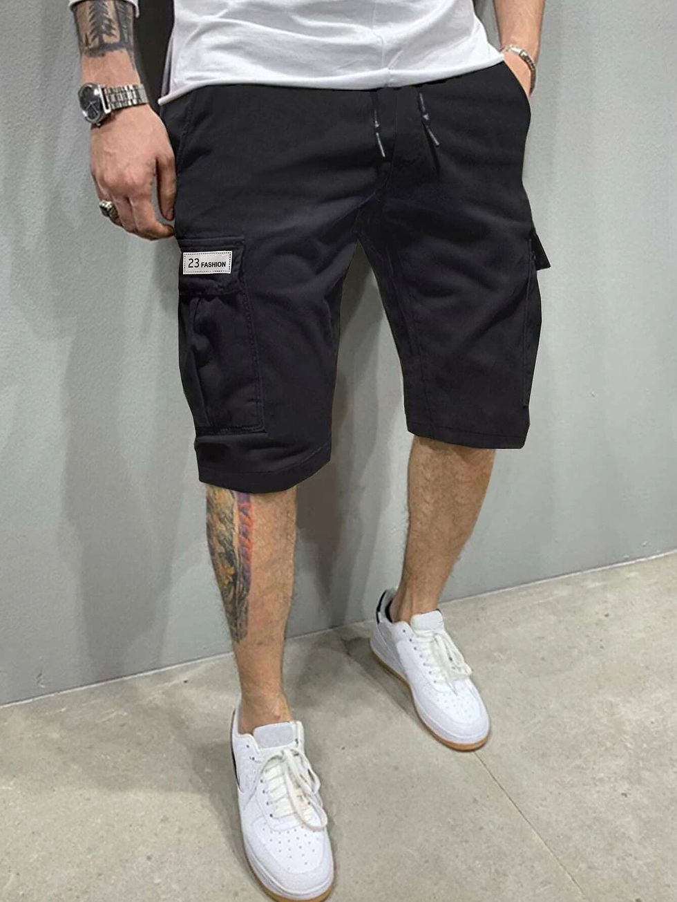 Miniatura: Casual men's five-inch shorts, workwear style, loose and straight-cut, trendy br