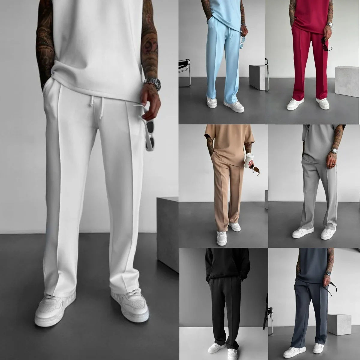 New men's casual pants - street style, comfortable, elastic drawstring waist, fr