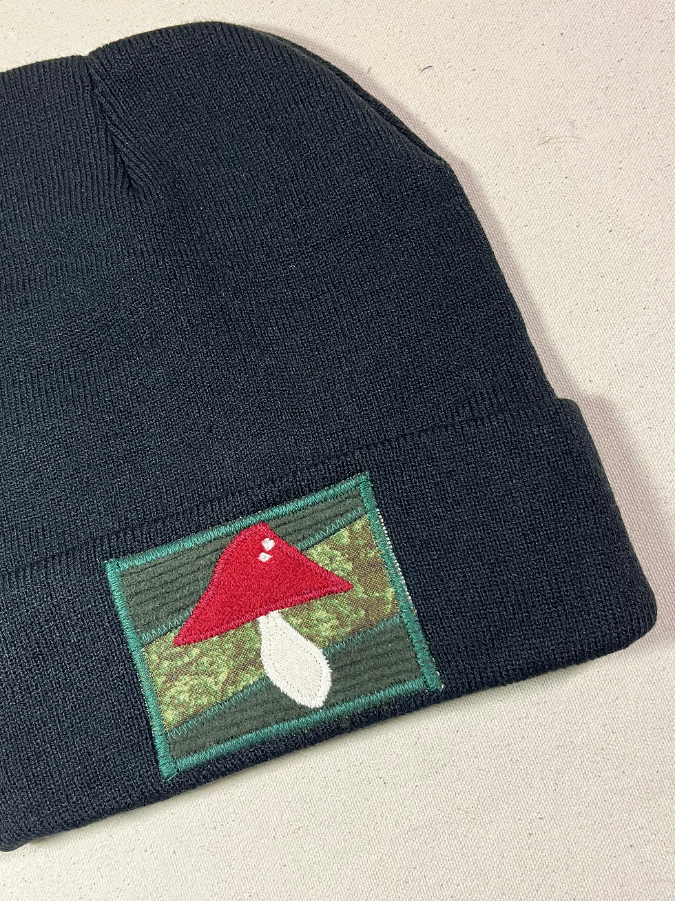 Thumbnail: Mushroom magic patchwork beanie 