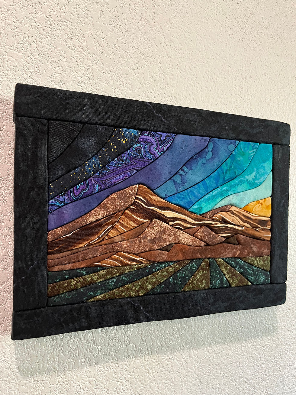 Thumbnail: Mountain sunset- Kinusaiga fabric art 