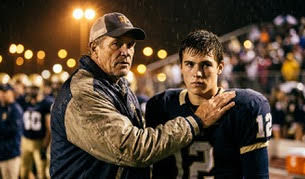 Two men on a football pitch representing the "Next Man Up" philosophy for building a leadership team and succession planning.