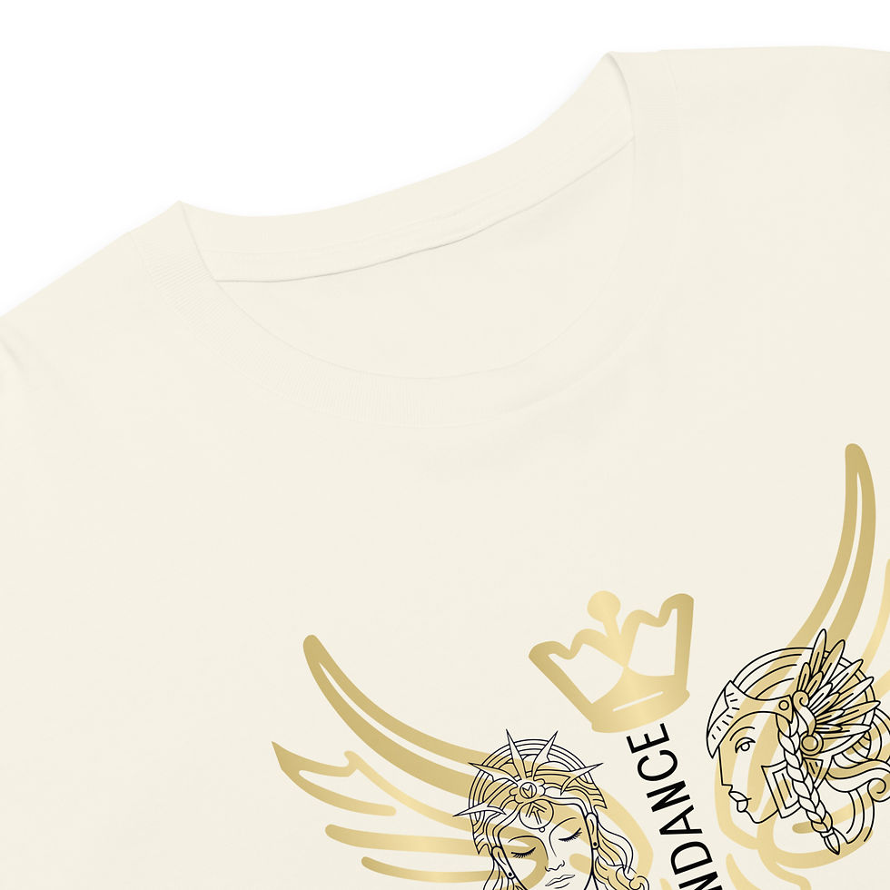 Thumbnail: Close up of the ‘Abundance’ artwork printed on the women’s crop top in Natural.