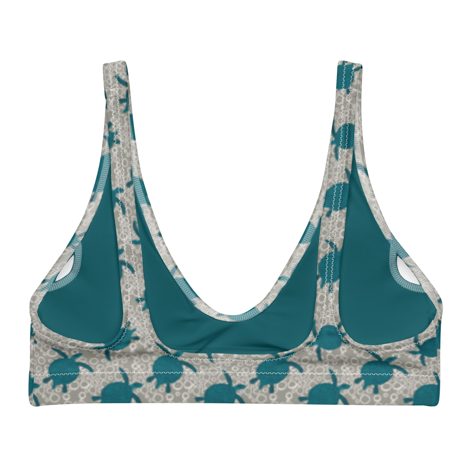 'Turtle Mania' recycled padded bikini top