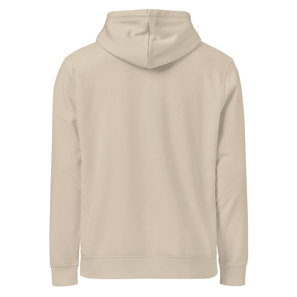Thumbnail: Organic hoodie in Desert Dust, back view.