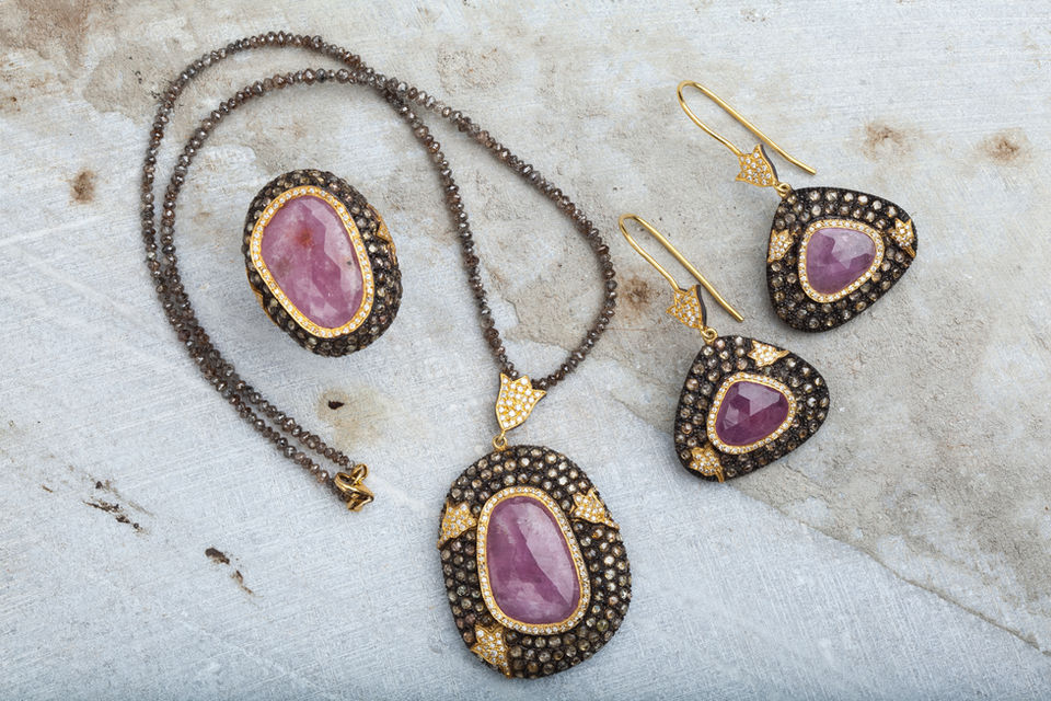 Amethyst Diamond jewelry set