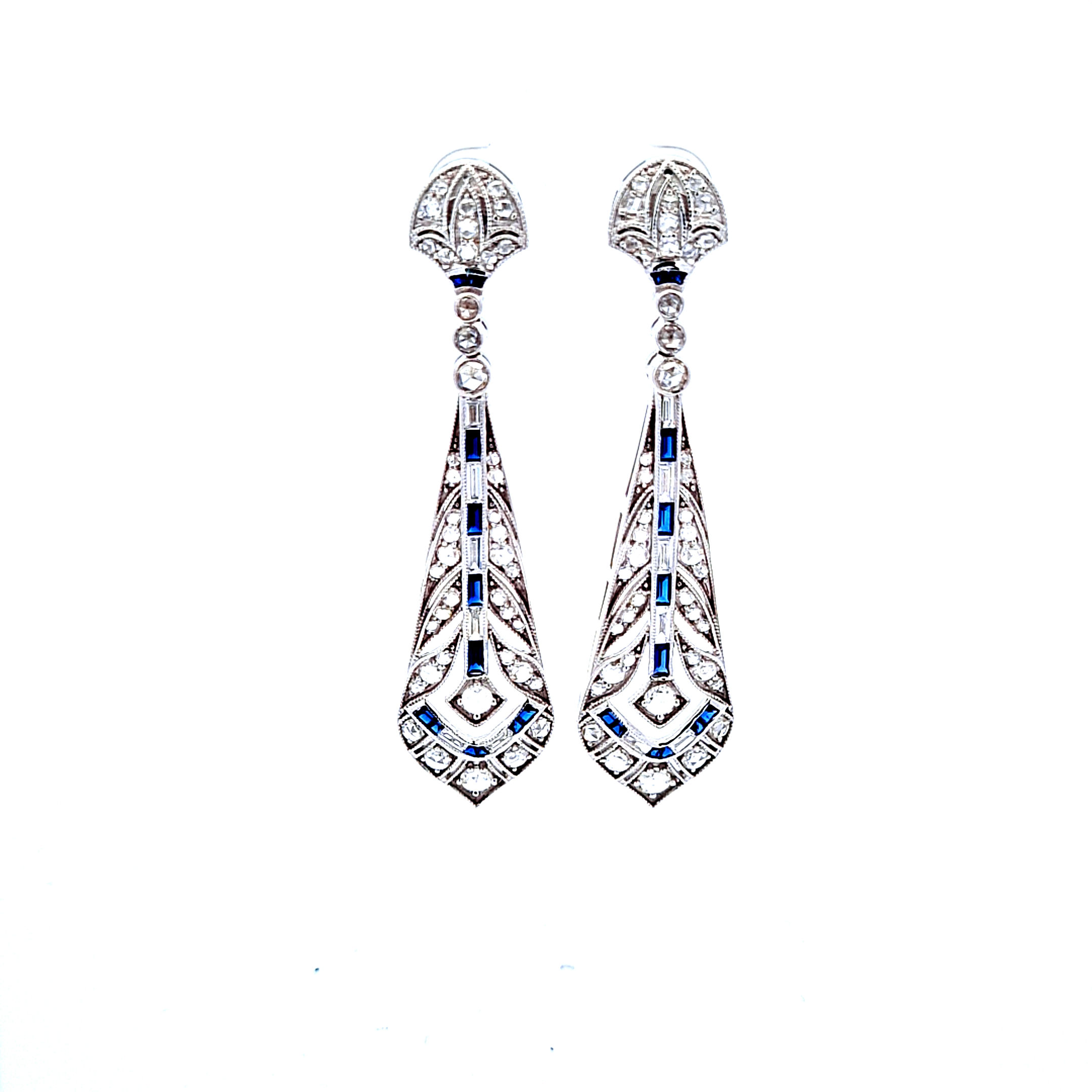 Baget-Safir Art Deco Küpe